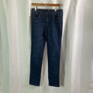 Karen Kane Size 14 Medium-Dark Denim Jeans with studded detail